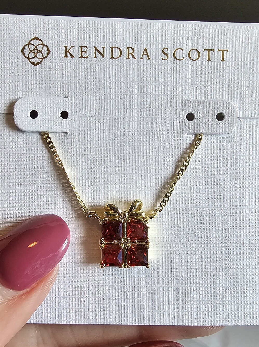 Kendra Scott Gold Necklace with Red Gift-Pendant
